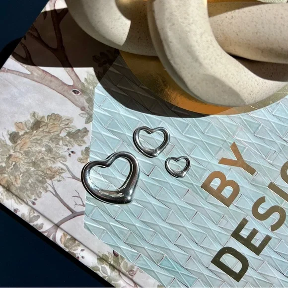 Set of 3 Tiffany Elsa Peretti open heart vintage silver - Picture 1 of 2